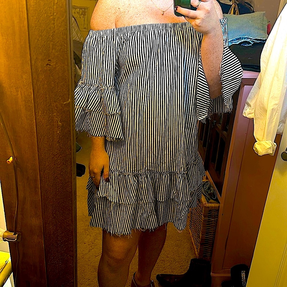 Zara Striped Off-The-Shoulder Dress